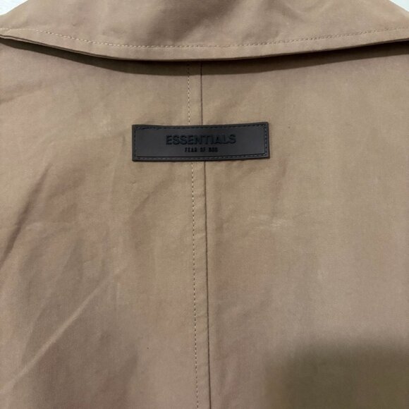 NWT Fear of God Essentials Wood Long Coat Medium Brown Long Trench - Picture 16 of 16